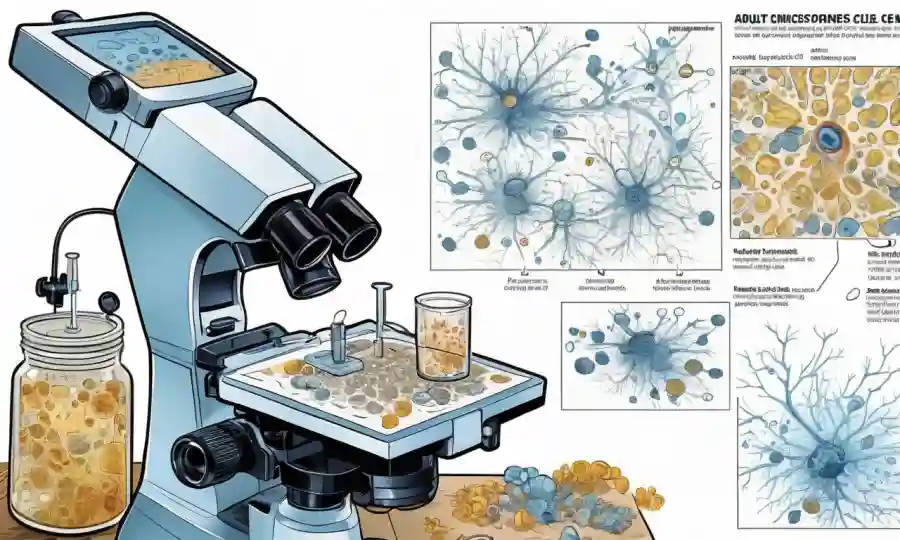 Un microscopio que muestra células microscópicas de hongos