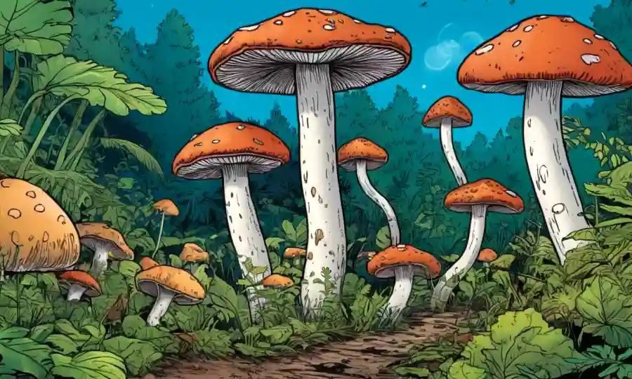 Los hongos descomponen la materia orgánica en un exuberante ecosistema.