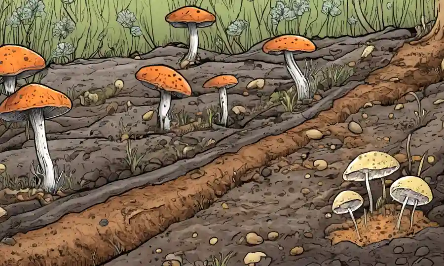 Los hongos microscópicos crecen en el suelo, haciendo hincapié en los indicadores de salud de los ecosistemas del suelo.