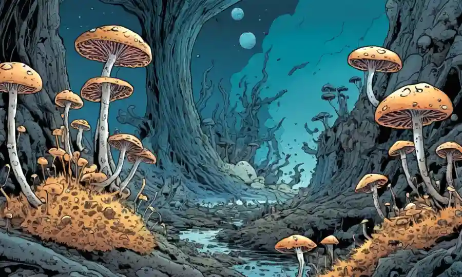 Imagen microscopio de hongos creciendo en ambientes extremos.