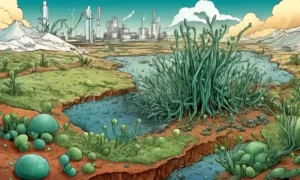 Los microorganismos que crecen bajo condiciones ambientales extremas ilustrados por diagramas científicos e imágenes del microscopio.