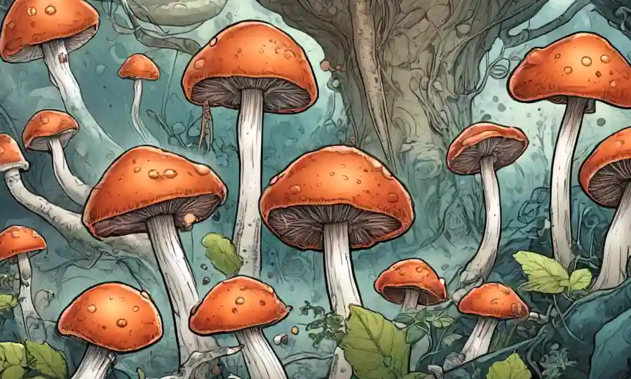 Una célula de hongos experimentando morfogénesis proceso con conceptos clave de desarrollo flechas.