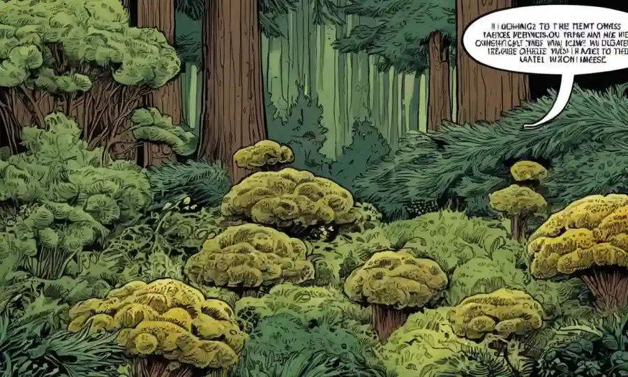 Varias esporas de plantas (mosas a coníferas) con texto descriptivo.