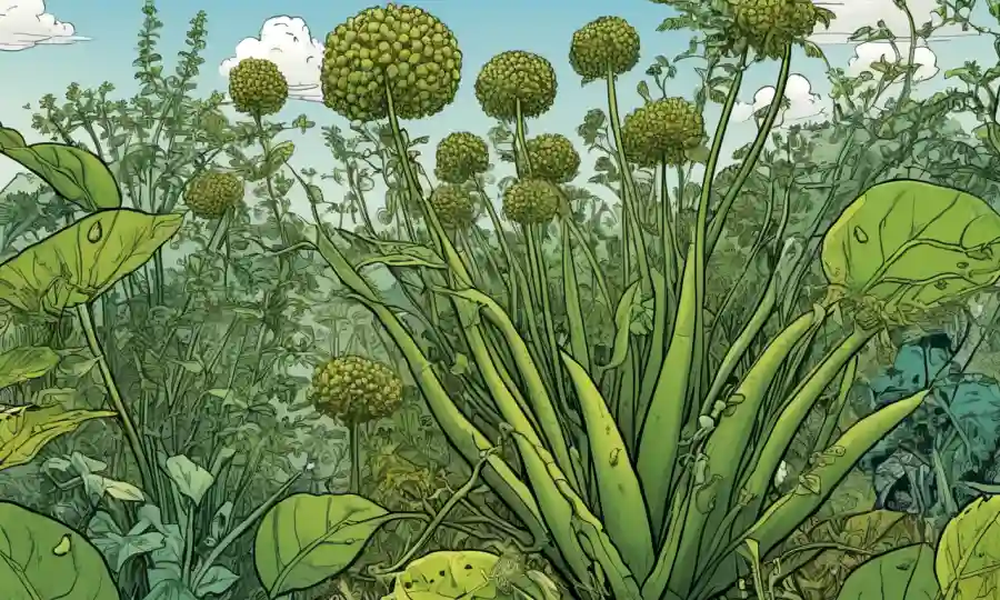 Una ilustración científica de interacciones planta-planta, destacando organismos endofiticos.