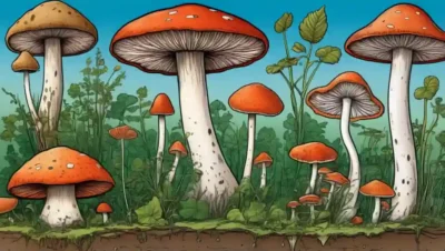 Un diagrama de ciclo de crecimiento de hongos destacando etapas y procesos clave para el desarrollo de hongos.