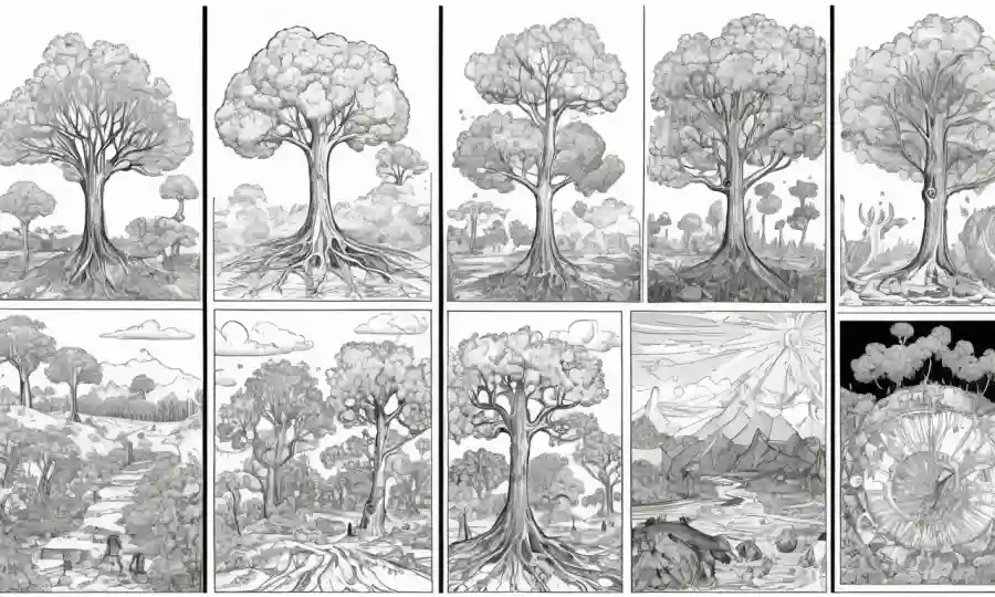 Gráficos mostrando etapas del ciclo de vida junto a ilustraciones de cambios morfológicos.