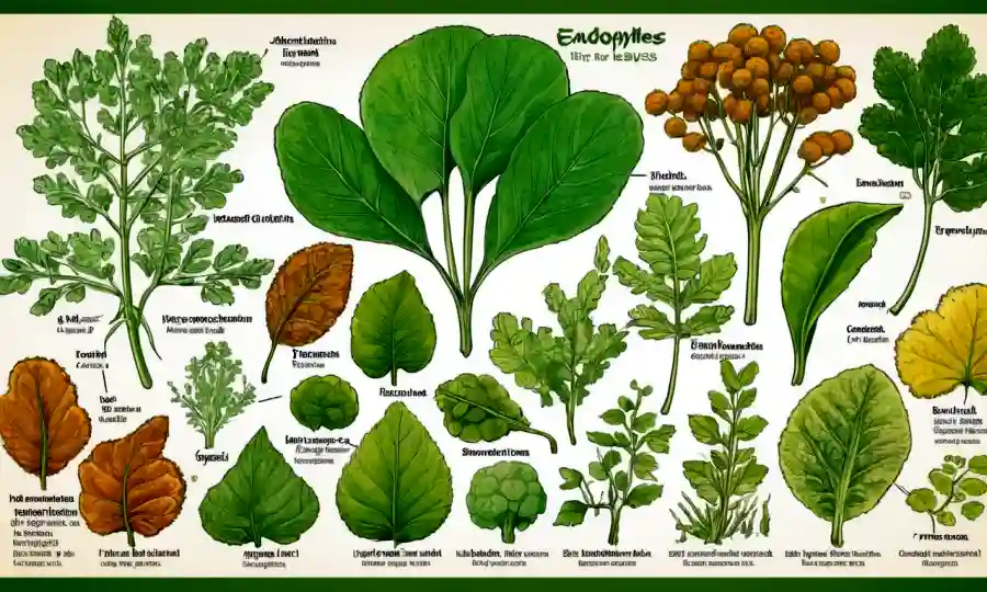 Diversos tipos de endofitos que crecen en hojas o tallos de plantas