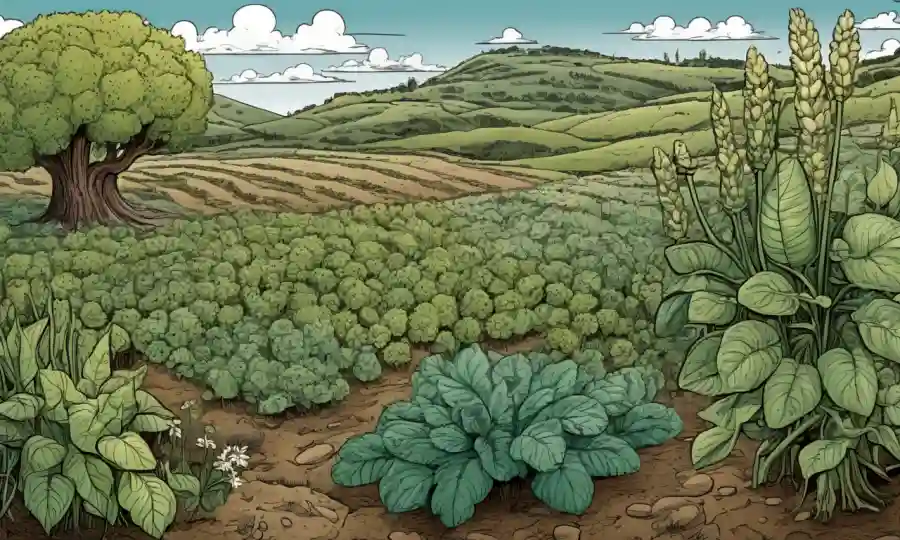 Ilustraciones de plantas agrícolas rodeadas de endofitas y diagramas microscópicos que explican sus características.