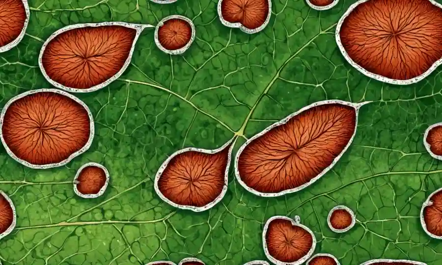 Imágenes microscópicas de endofitas fúngicas que rodean las células vegetales en una hoja.
