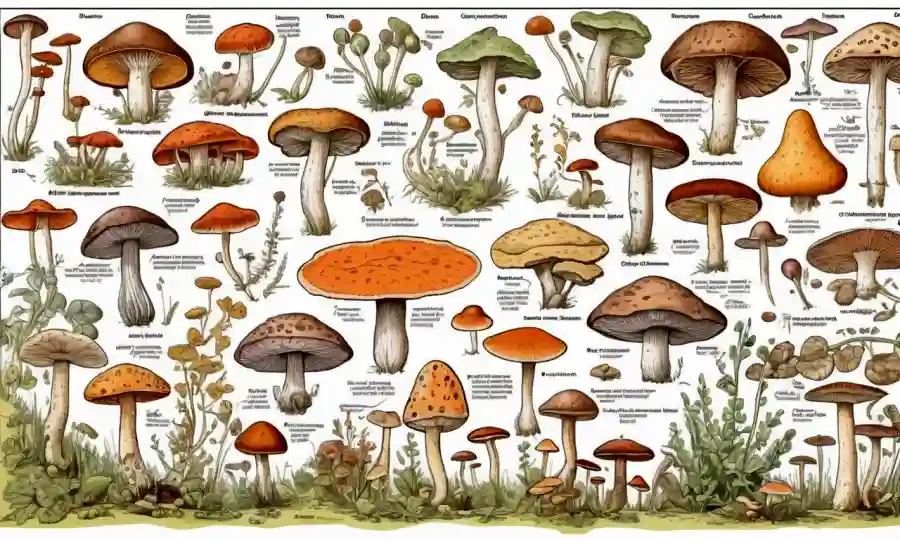 Un diagrama que muestra varios tipos de hongos