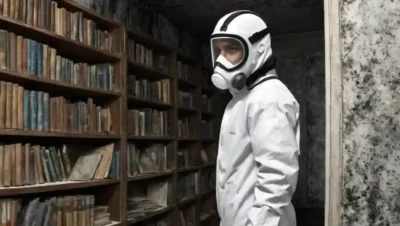 Una persona con engranaje protector