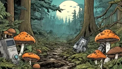 Imagen del microscopio de muestras forestales contaminadas junto con hongos silvestres afectados.