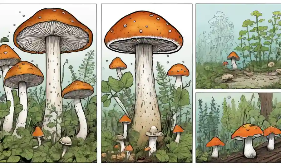 Gráficos científicos e ilustraciones sobre el crecimiento de hongos afectados por la temperatura.