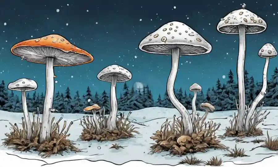Fungi creciendo a diferentes temperaturas, resaltado por termómetros y flechas.