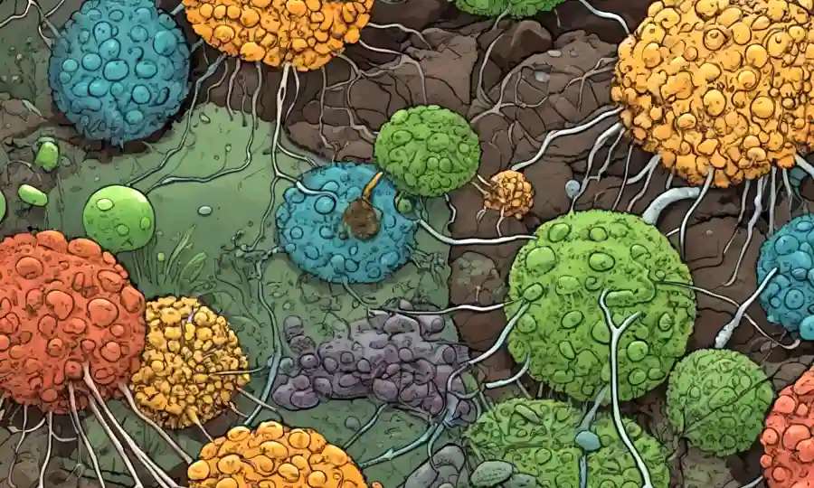 Las redes microbianas con endofitos interactúan con otros microbios del suelo.