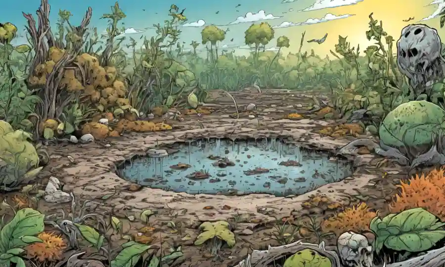 Imágenes de la descomposición de materia orgánica en medio de ecosistemas alterados debido al cambio climático.