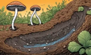 hongos microscópicos derribando materia orgánica dentro del suelo.