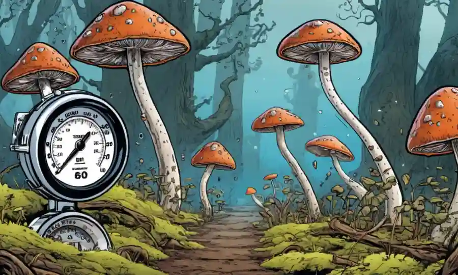 Fungi creciendo en medio con medidor de temperatura en el fondo.