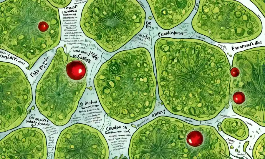Células de plantas microscópicas rodeadas de texto sobre endofitas y su papel en el control de plagas.