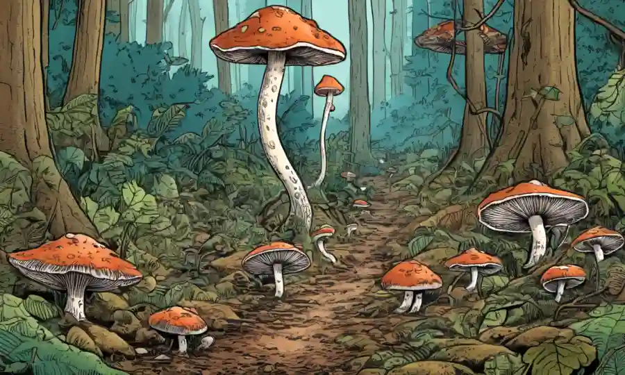 Especies fúngicas que prosperan en un suelo forestal, haciendo hincapié en el uso sostenible como alternativa a los productos animales.