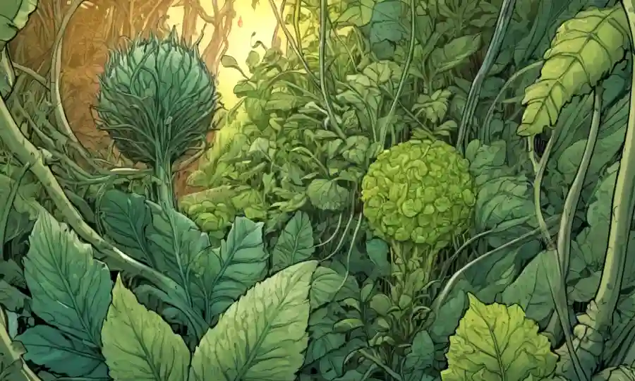 Un acercamiento de plantas endofiléticas que crecen dentro de otra planta, en medio de entornos ecológicas sostenibles.