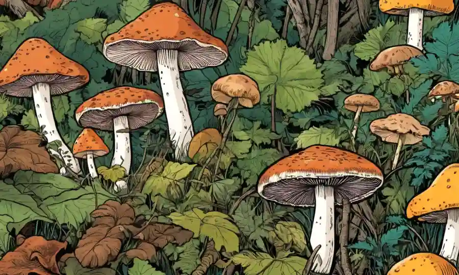 Las variedades de setas silvestres se muestran identificadas correctamente en la naturaleza.