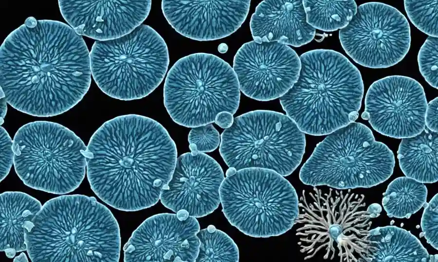 hongos microscópicos adaptándose a ambientes duros con metabolitos secundarios en un plato petri.