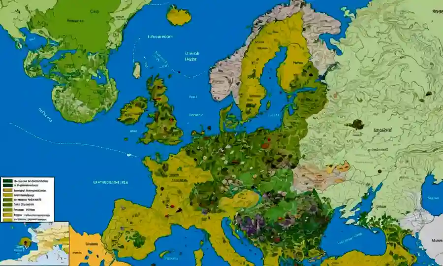 Mapa que muestra la distribución de especies de hongos en una zona geográfica.