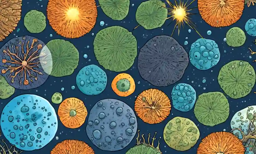 Imágenes microscópicas de esporas diseminadas a través de diversos ambientes