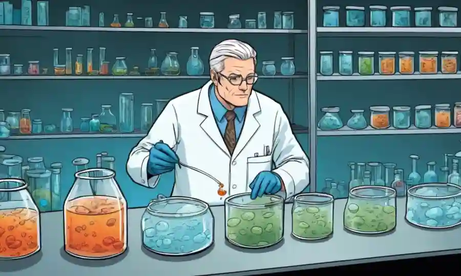Un científico analizando platos de petri con culturas de hongos en un laboratorio.