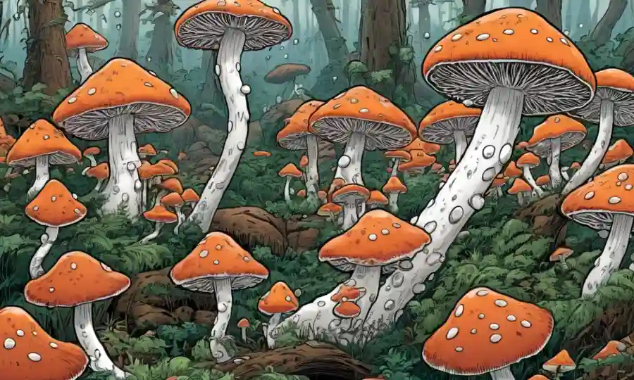 Fungi interactuando entre sí, destacando los mecanismos de intercambio genético.