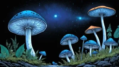 Un hongo que emite luz azul