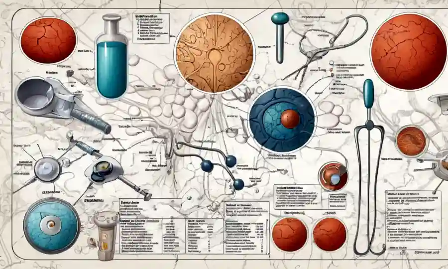 Imagen mostrando varias formas y formas de usos médicos para la materia esclerada en un historial médico.