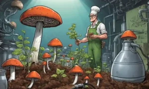Cultivador con un hongo de hongos