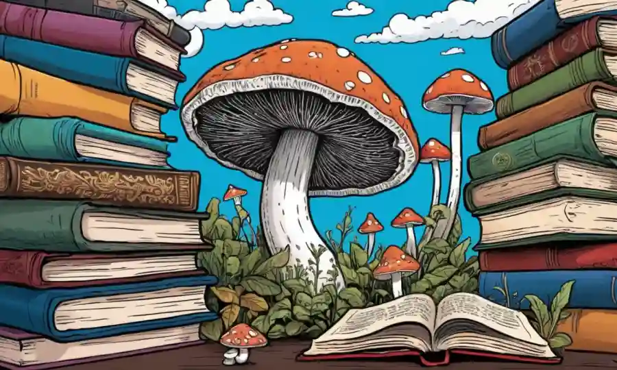 Fungi creciendo entre los libros