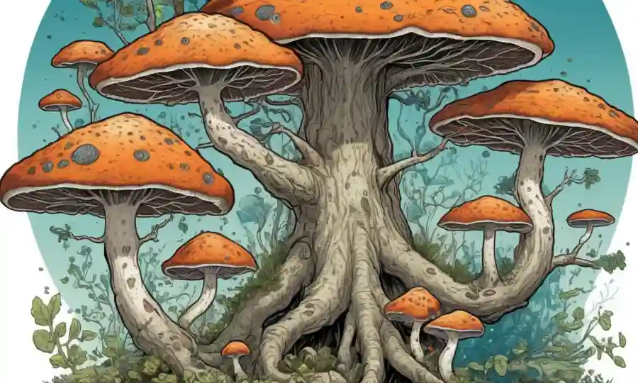 Especies fúngicas ilustran con el árbol evolutivo, destacando las conexiones ecológicas.