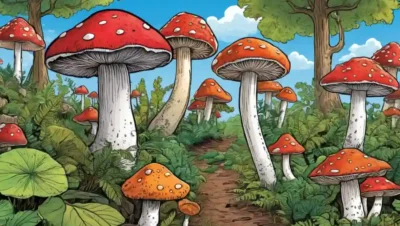 Setas que crecen de árboles