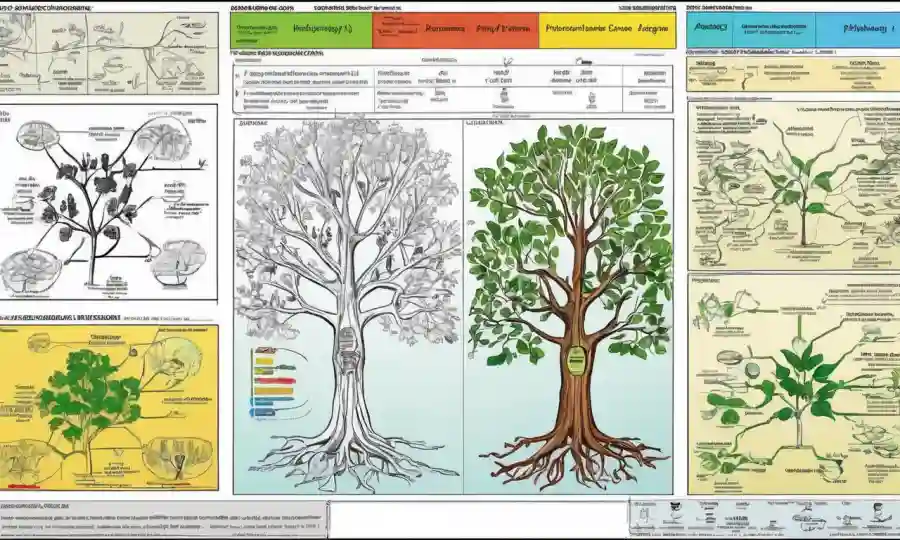 Comparación entre los diagramas de fitogenía y fitotaxonomy en una pantalla de computadora.