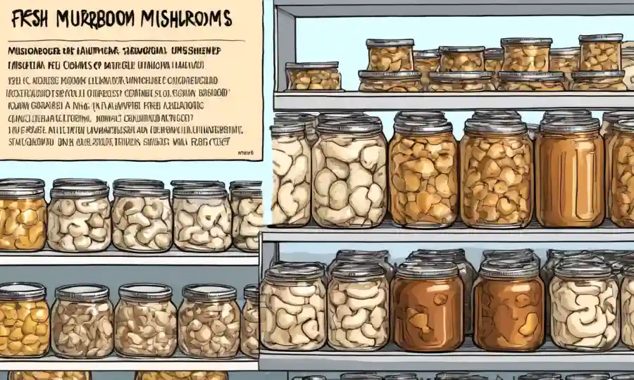 Comparación entre hongos frescos y enlatados con información nutricional.