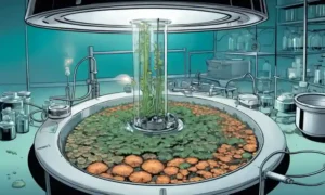 Un plato de laboratorio estéril con varios hongos creciendo bajo condiciones controladas.
