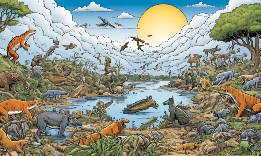 Un gráfico que ilustra la disminución de una especie a lo largo del tiempo debido a la actividad humana.