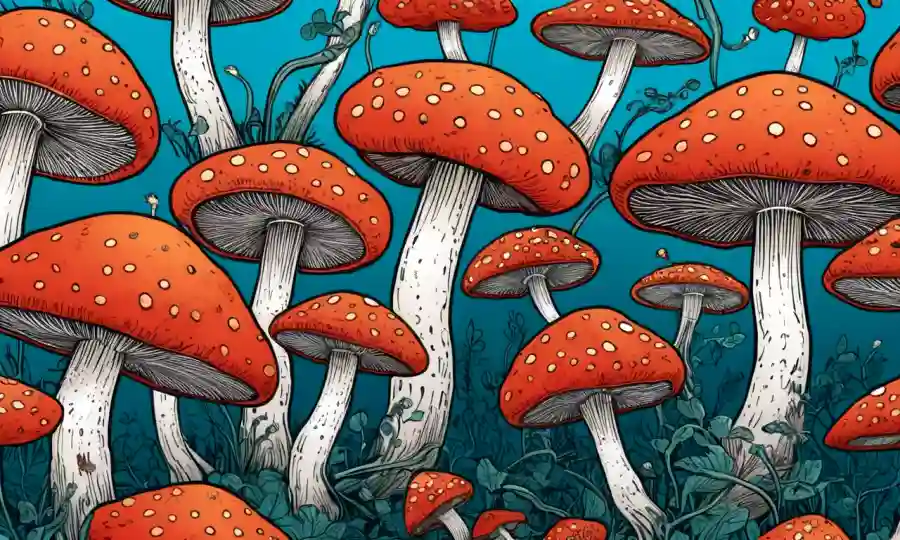 Una ilustración de hongos que crecen entre células cerebrales