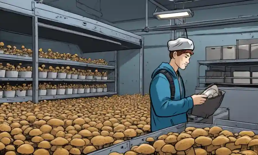 Persona seleccionando esporas de hongos para el cultivo en un ambiente controlado.