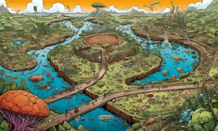 El diagrama muestra la intersección de conceptos biológicos y ecológicos que rodean la patogénesis y los impactos del saprofitismo.