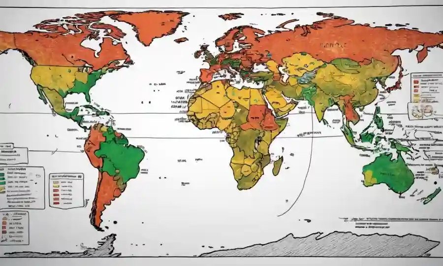 Indicadores de crecimiento global en pantalla o pizarra