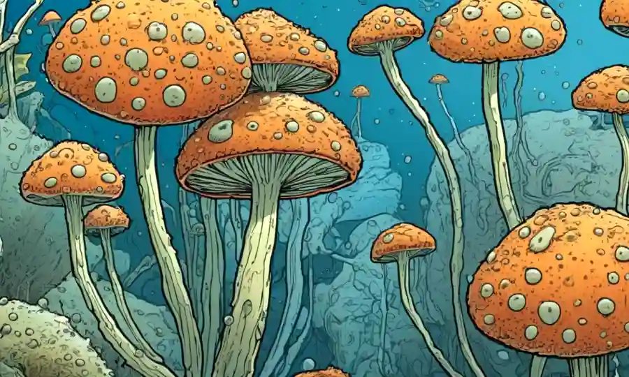 Una imagen microscópica de esporas en ambientes acuáticos.