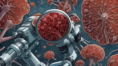 Un microscopio que muestra células fúngicas