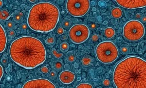 Una imagen de microscopio que muestra diversas morfologías fúngicas con células y estructuras magnificadas.