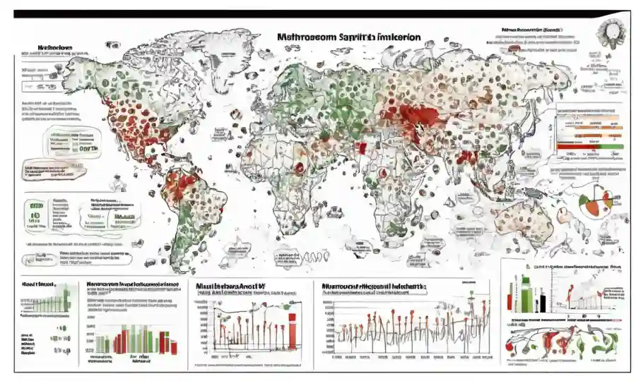 Un gráfico que muestra estadísticas sobre incidentes de envenenamiento por hongos en todo el mundo.