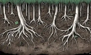 hongos micorricenicos conectados a raíces vegetales
